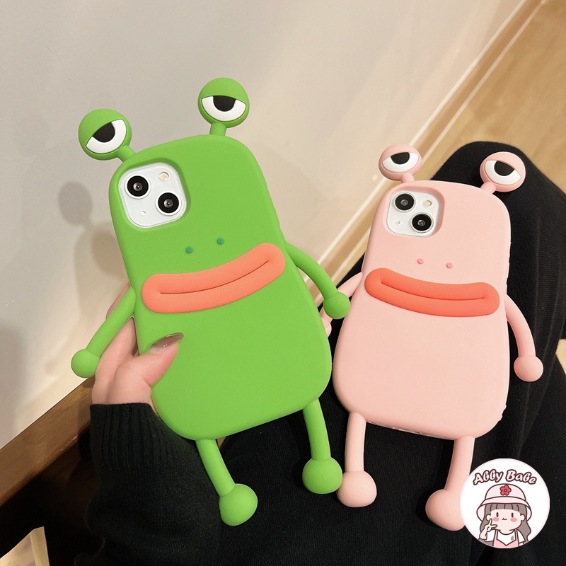Ốp Điện Thoại Silicon TPU Mềm Hình Ếch Mắt Xanh Chống Dơ Cho IPhone 14 Pro Max 12 11 Pro Max X XS XR 7Plus