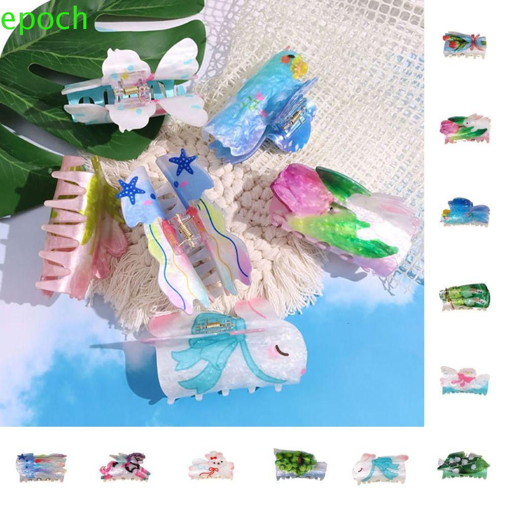 EPOCH Kẹp Tóc Hai Mặt Bằng Acrylic In Họa Tiết Chim / Sứa Sáng Tạo