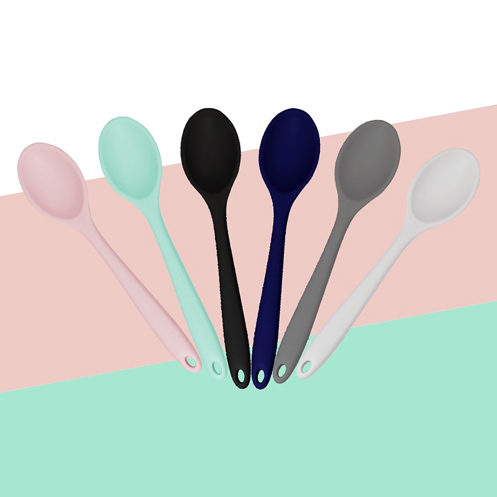 Muỗng Múc Canh Bằng Silicone Cán Dài Linh Hoạt Không Vỡ