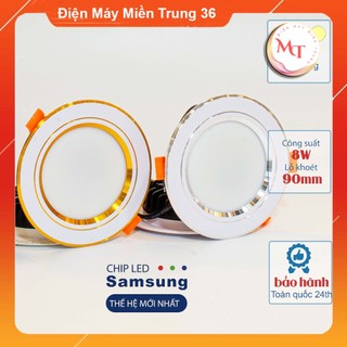 Đèn âm trần 7w 3 chế độ màu , đèn âm trần downlight phi 90 viền vàng/bạc,Giá Siêu Rẻ