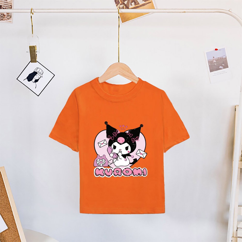 Dễ Thương Áo Thun Tay Ngắn Họa Tiết kuromi Đáng Yêu 5 Màu Lựa Chọn Cho Bé Gái