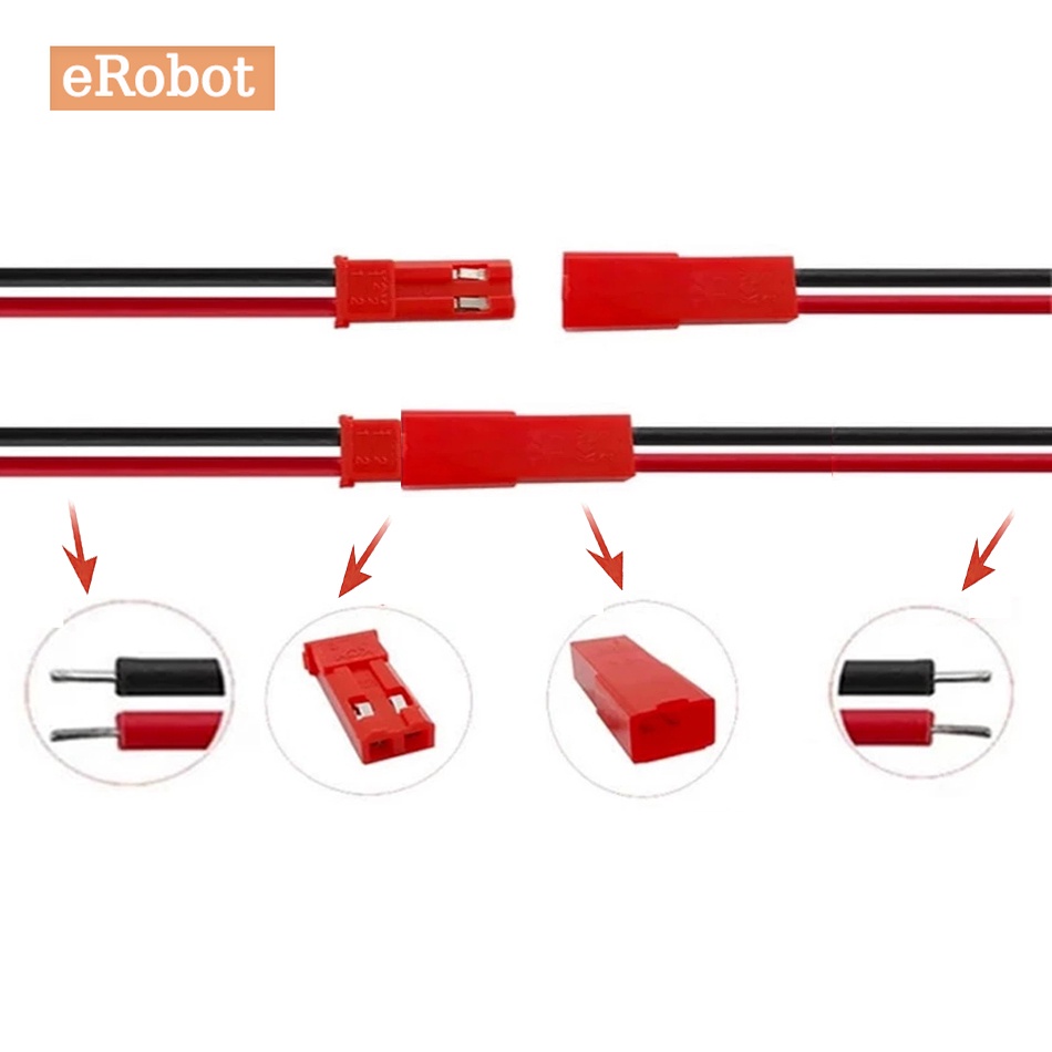 Bộ 20 Dây Nối Phích Cắm Đực + Cái 100mm 200mm 2 Pin JST Cho Đèn LED RC