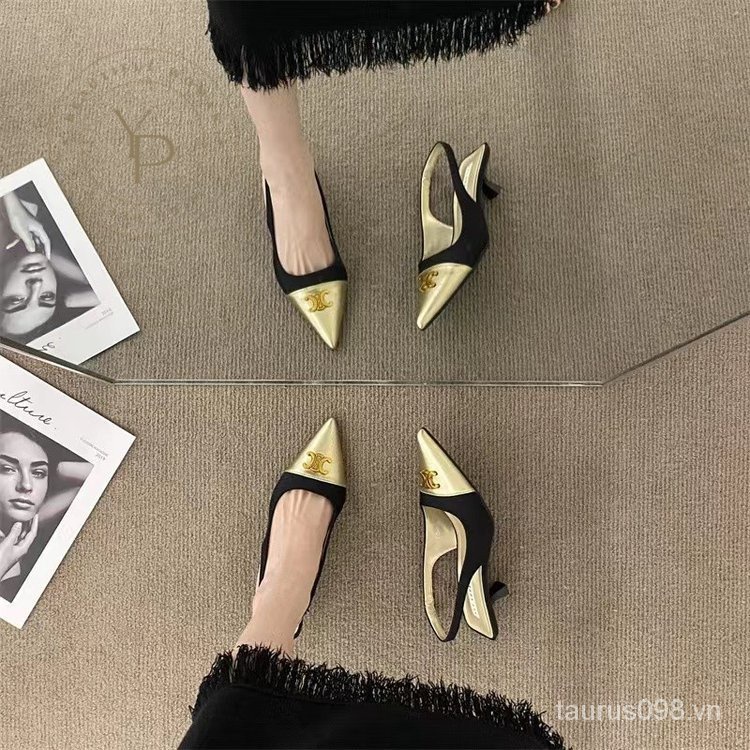 Giày Cao Gót Sandal Da Pu Hở Ngón Đế Thấp