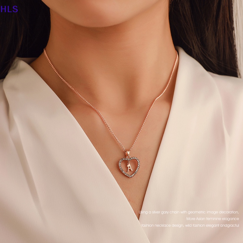 Vòng Cổ Choker Mặt Trái Tim 26 Chữ Cái A-Z Đính Đá Pha Lê Thời Trang Cho Nữ