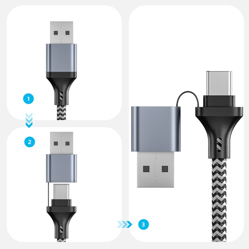 Dây Cáp Nối Dài Chuyển Đổi Cổng USB Type C 1 Male Sang 2 3 Female