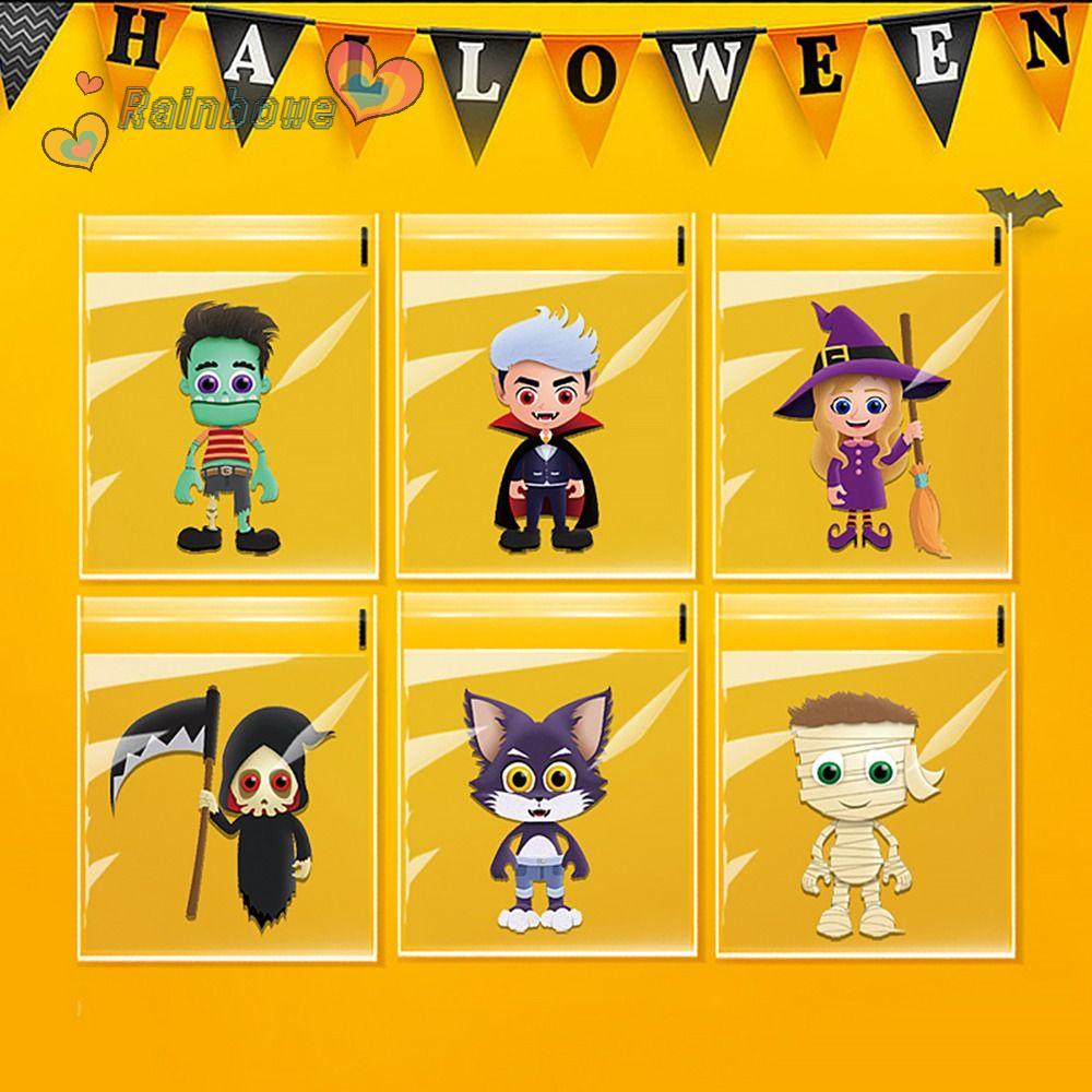RAINBOW Bộ 100 Túi Đựng Kẹo Trong Suốt In Họa Tiết Halloween