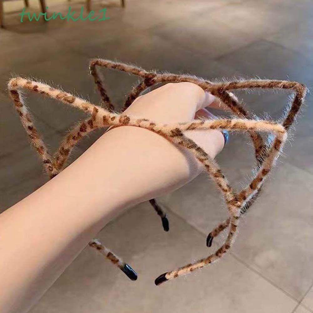 TWINKLE Băng Đô Tai Mèo Họa Tiết Da Báo Thời Trang