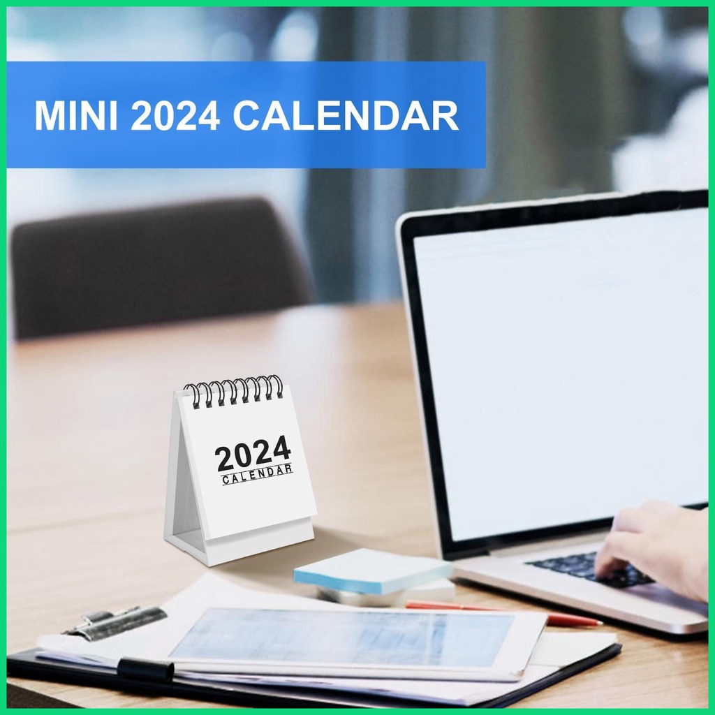 Lịch Để Bàn 2024 Mini Xoay 360 Độ Kèm Giấy Ghi Chú Tiện Dụng Cho jiwvn