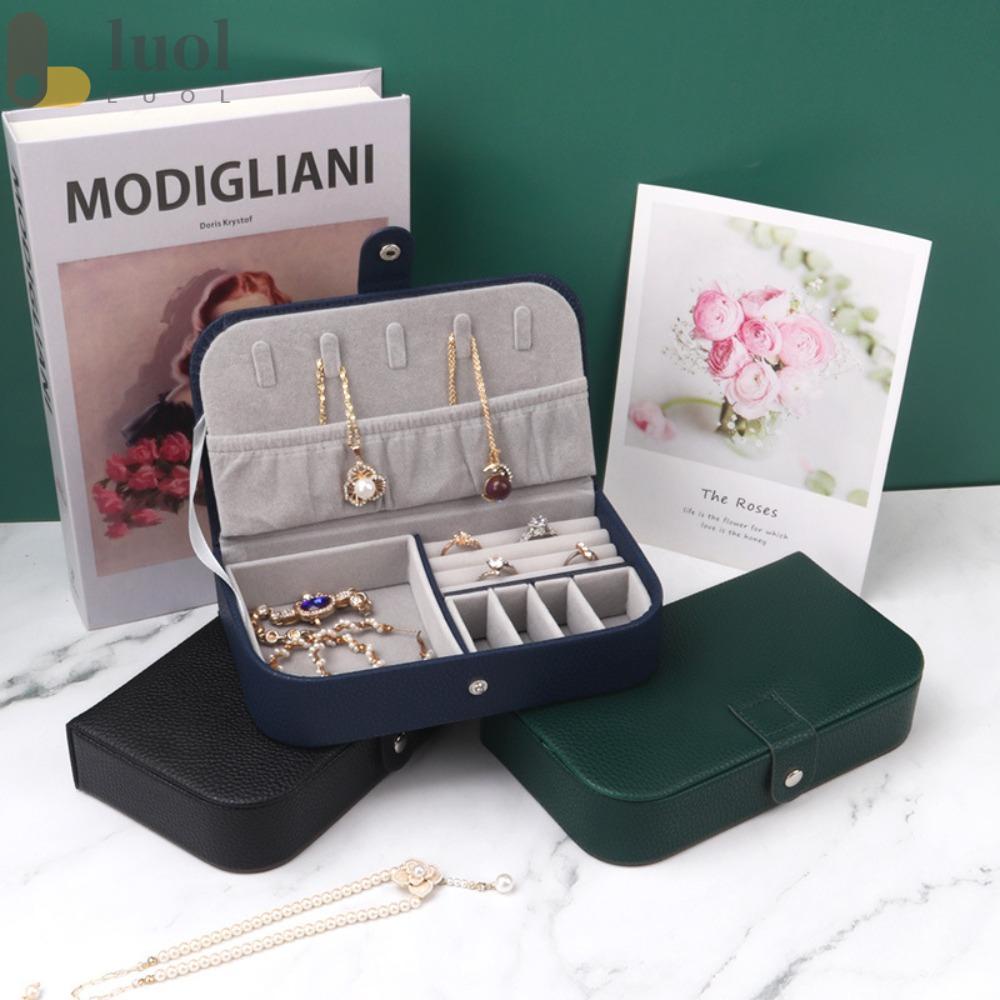 LUOL Hộp Đựng Trang Sức Bằng Da Cỡ Lớn Có Nút Cài Tiện Dụng Thời Trang 2023