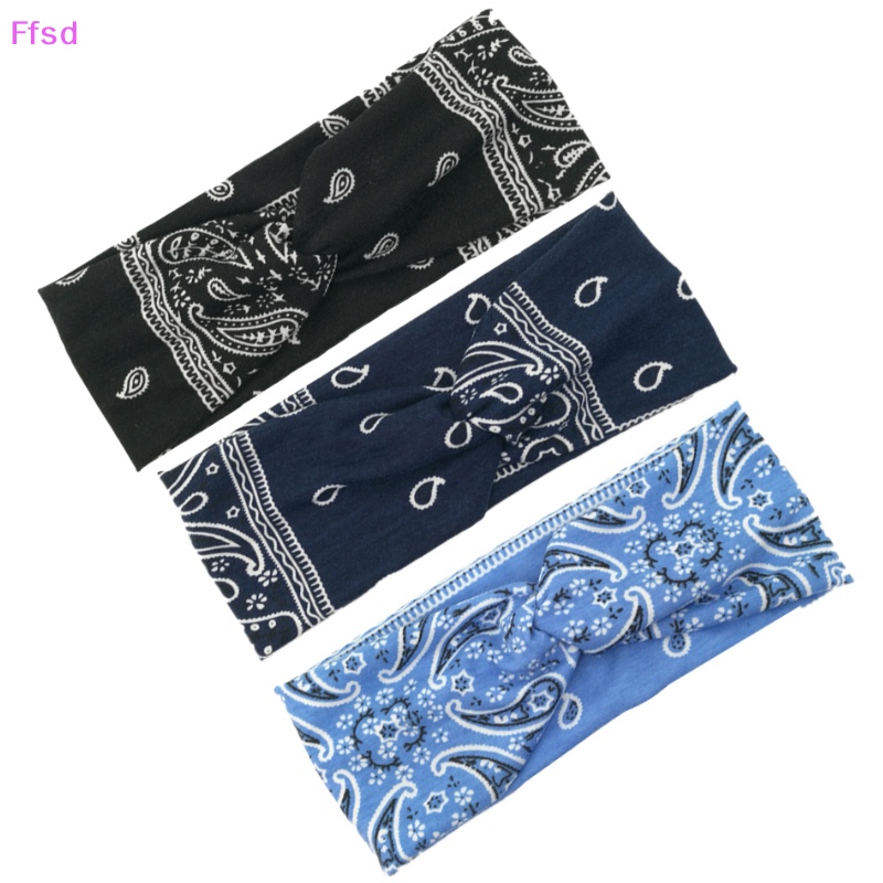 Băng Đô Bandana Bằng Cotton Rửa Mặt / Trang Điểm Làm Đẹp {Ffsd} Băng Đô Co Giãn In Họa Tiết Đan Chéo Thể Thao {Ffsd} Làm Đẹp
