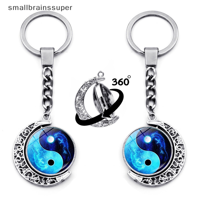 Móc Khóa Hình Mặt Trăng Xoay 360 Độ Phong Cách Vintage Thời Trang