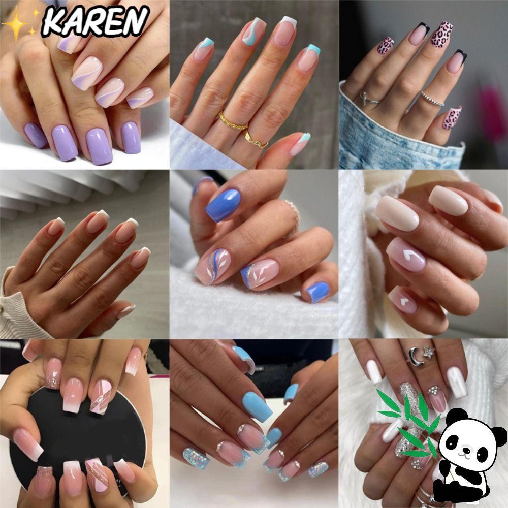 KAREN Bộ Móng Tay Giả Che Phủ Toàn Diện Có Thể Tháo Rời DIY