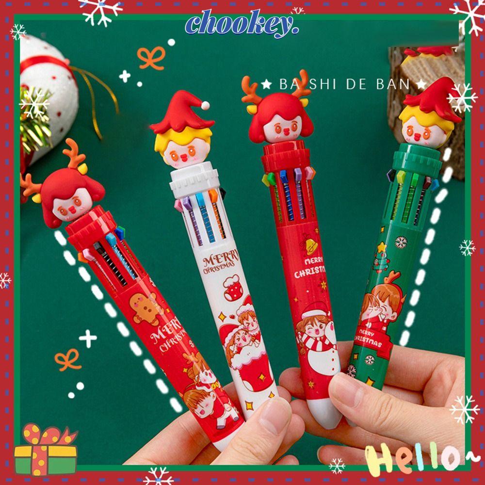 CHOOKEY Bộ 4 Bút Bi Hình Vớ Giáng Sinh Hoạt Hình