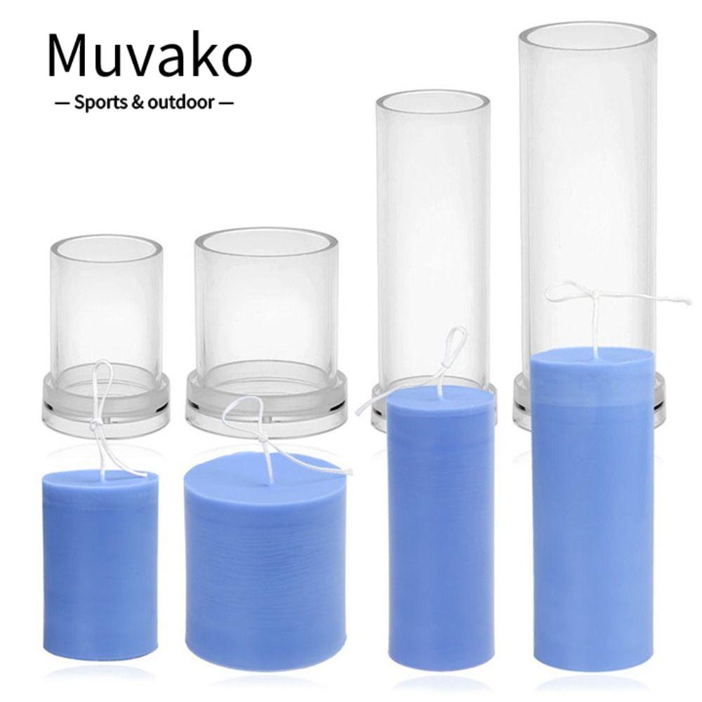 MUVAKO Khuôn Làm Nến / Xà Phòng Hình Trụ Bằng Nhựa Trong Suốt