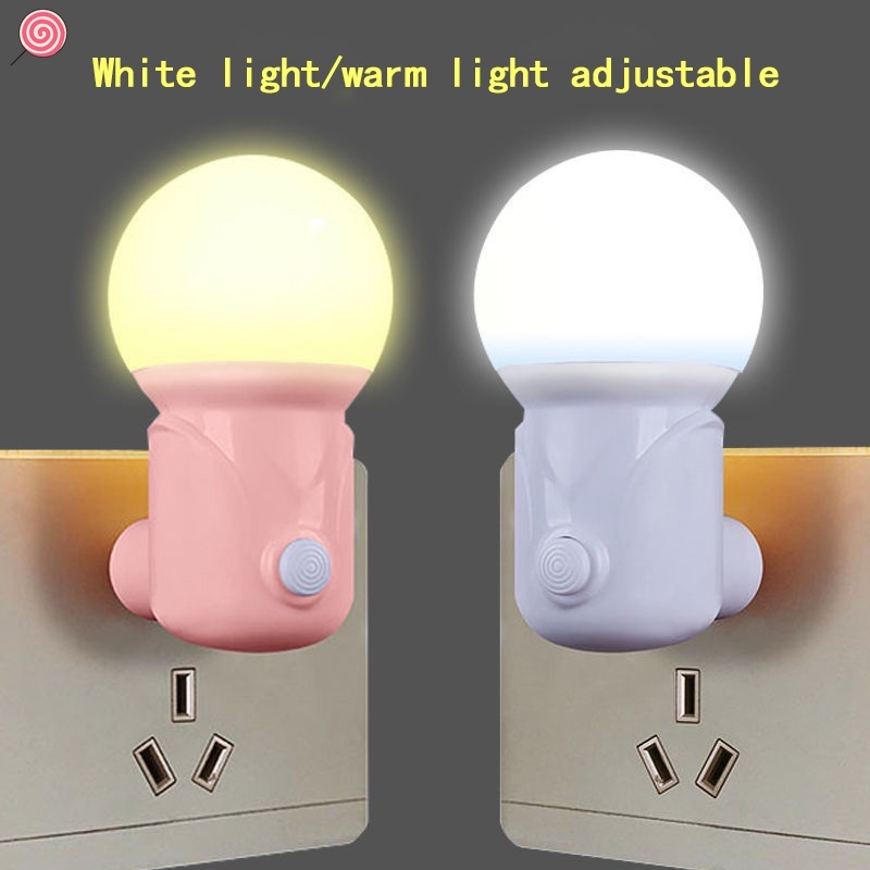 Đèn Ngủ Bóng LED Ánh Sáng Trắng Ấm Áp Phích Cắm EU Trang Trí Nhà Cửa