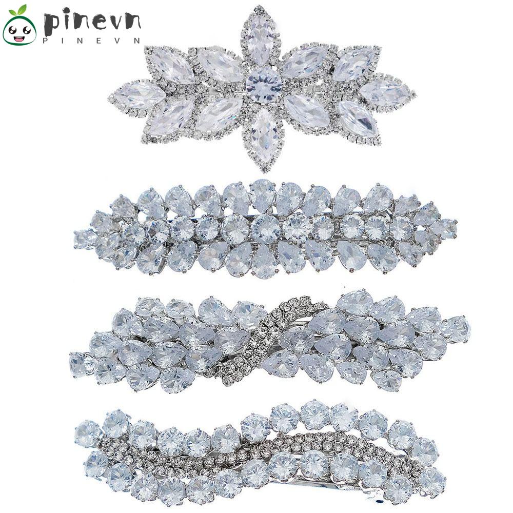 PINEVN Kẹp Tóc Hình Chiếc Lá Đính Đá Lấp Lánh