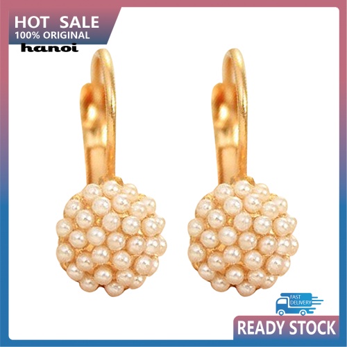 Khuyên Tai Nữ Trang Dáng Tròn Đính Ngọc Trai Xinh Xắn