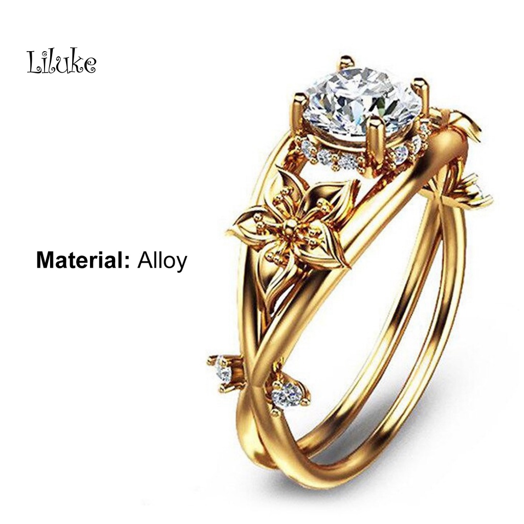 Nhẫn Hai Lớp Trang Trí Hoa Đính Đá Thời Trang Cho Nữ