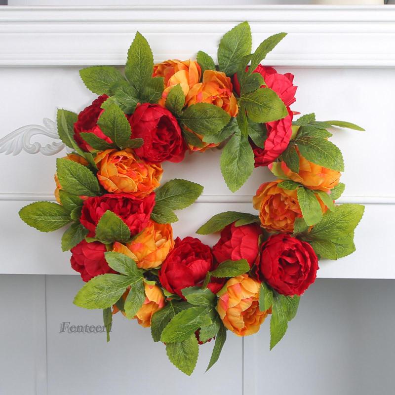 Vòng Hoa Mẫu Đơn Nhân Tạo 16 &quot;Dùng Trang Trí Nhà Cửa / Tiệc Cưới / Nông Trại