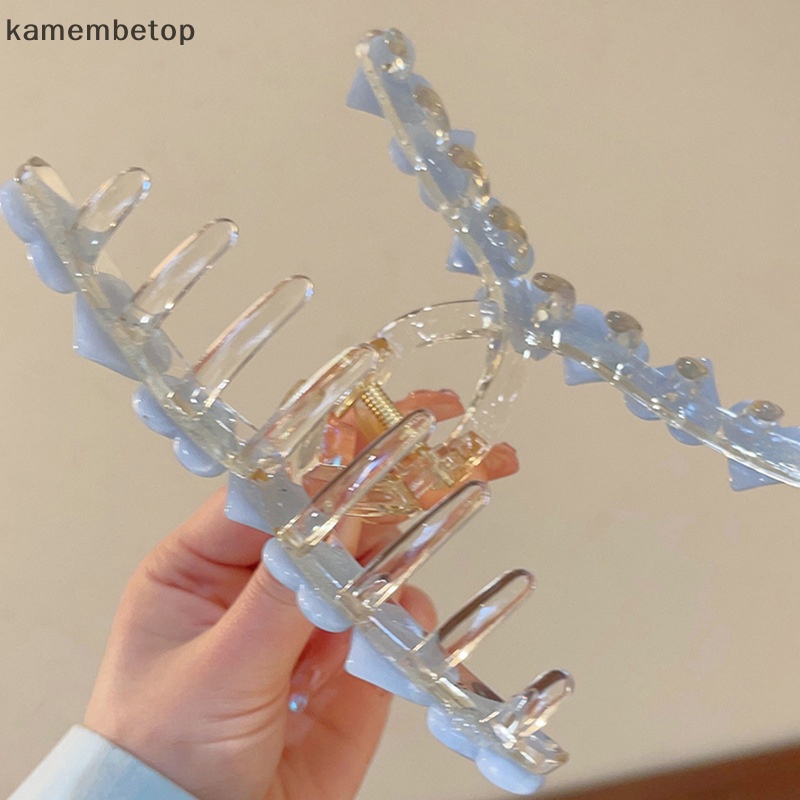 Kẹp Tóc Càng Cua Lớn Hình Trái Tim Màu Thạch Vintage Thời Trang Mùa Hè Cho Bạn Gái