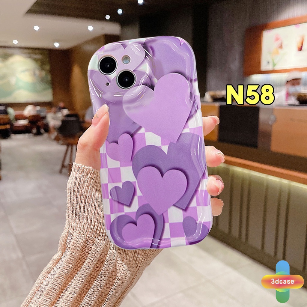Ốp Điện Thoại Viền Cong Hình Trái Tim 3D Cho VIVO Y16 Y22 Y22S Y02 Y12S Y35 Y56 Y02A Y12 Y20 Y15S Y15C Y21E Y21G Y91C Y21 2021 Y21A Y21T Y30 Y21S Y20S Y12i Y3S Y33T Y15A Y01 Y01A Y91 Y30i Y93 Y95 Y15 Y17 Y50