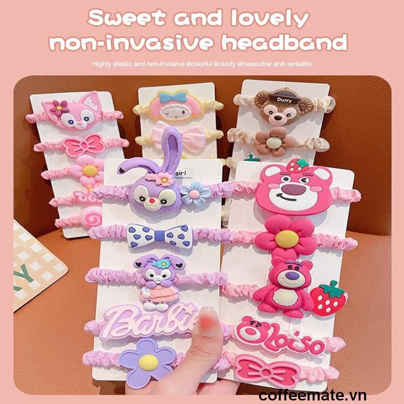 ⚡Dây Buộc Tóc Năm Mảnh Co Giãn Cao Hình Gấu Dâu Tây Dễ Thương