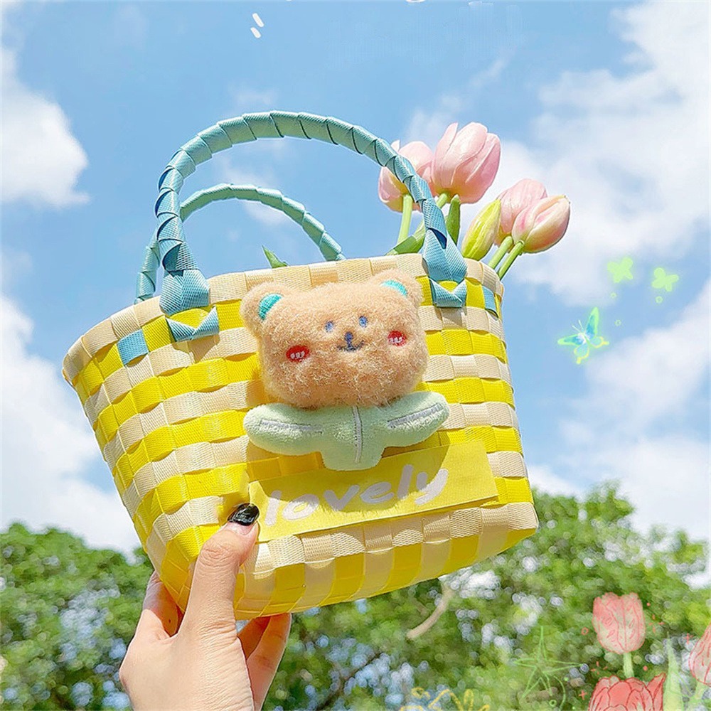 Giỏ Đựng Đồ Mua Sắm Bằng Vải Bông Thân Thiện Với Môi Trường Họa Tiết Động Vật Hoạt Hình Dễ Thương