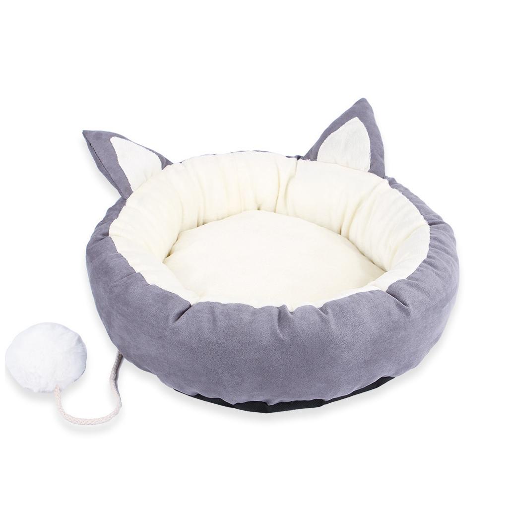 Giường Ngủ Cho Thú Cưng Hình Tròn Bằng Vải Cotton Và Vải Nỉ Mềm Mại Thoải Mái Dễ Lau Chùi Màu Xám M