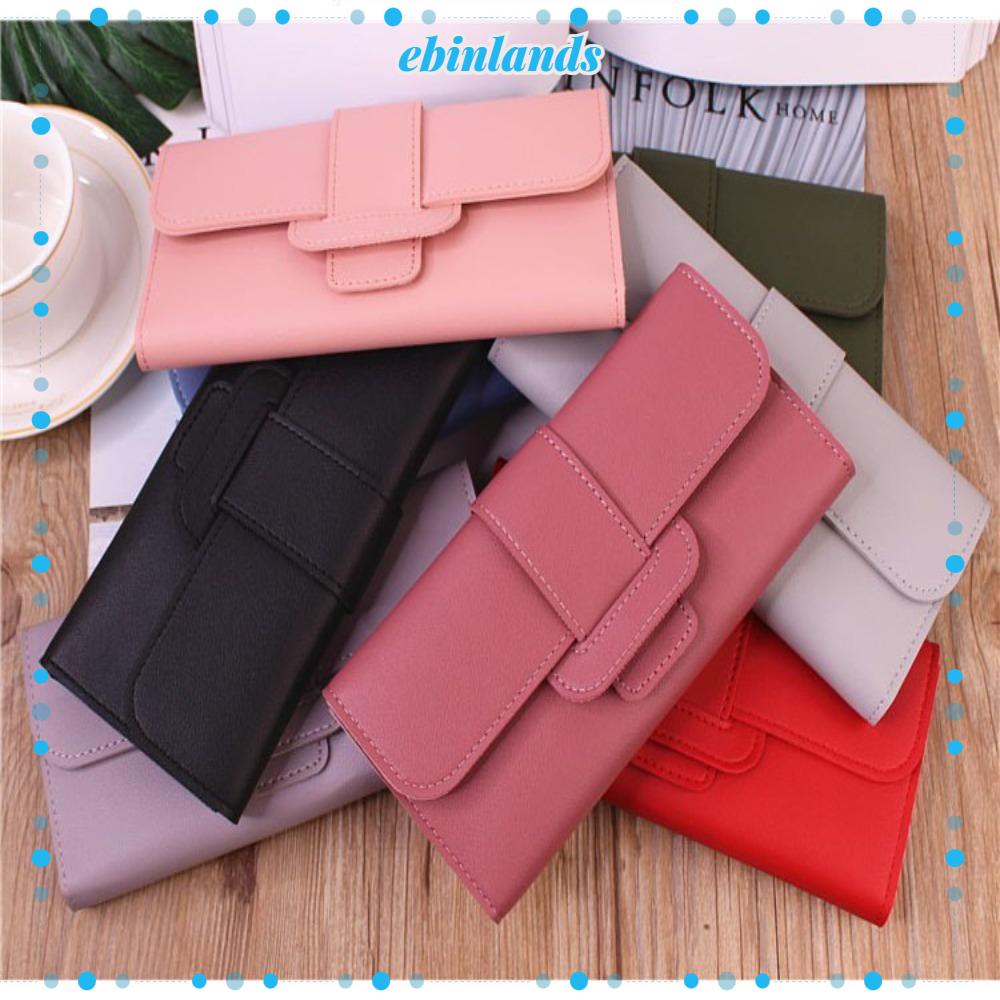 EBINLANDS Ví Da PU Dáng Dài Dạng Gập Thời Trang Sang Trọng