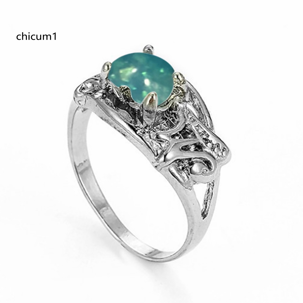 Nhẫn Đính Đá Opal Nhân Tạo Hình Trái Tim Khắc Chữ Dành Cho Mẹ