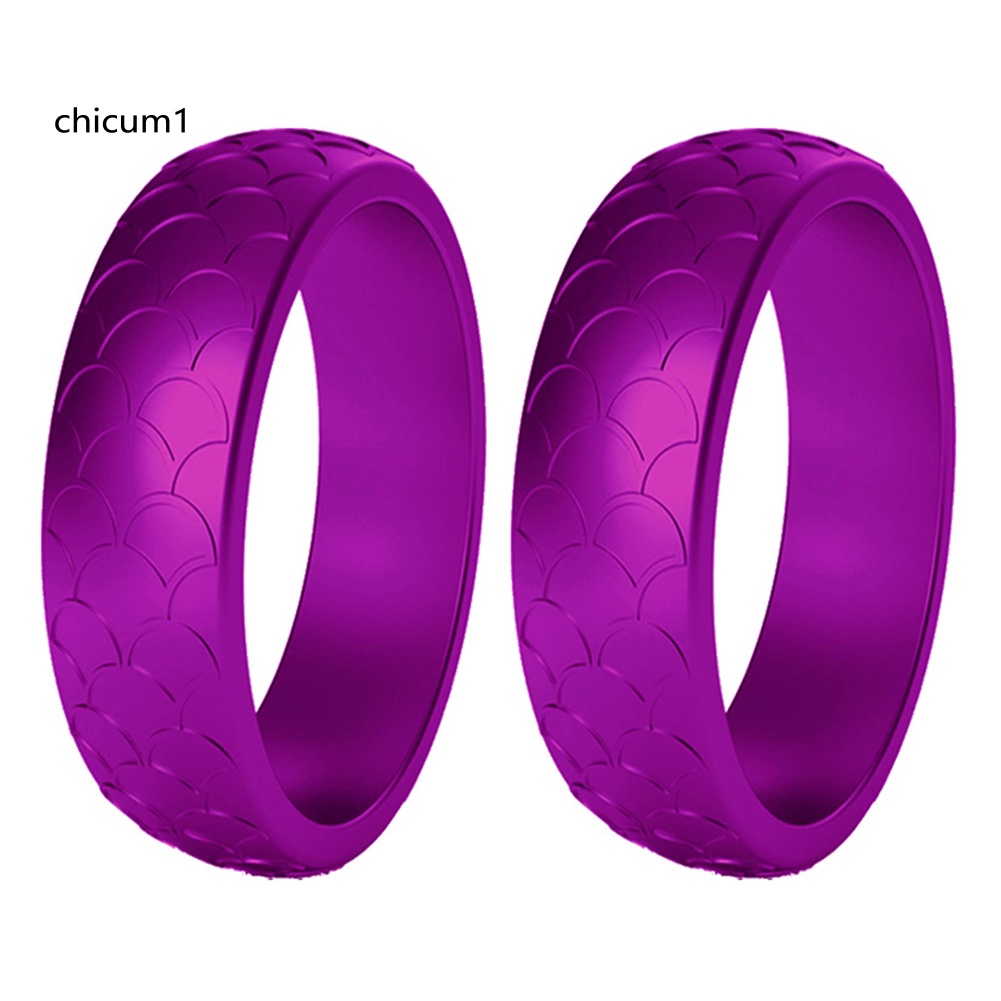 Set 2 Nhẫn Silicone Họa Tiết Vảy Cá Cho Nữ