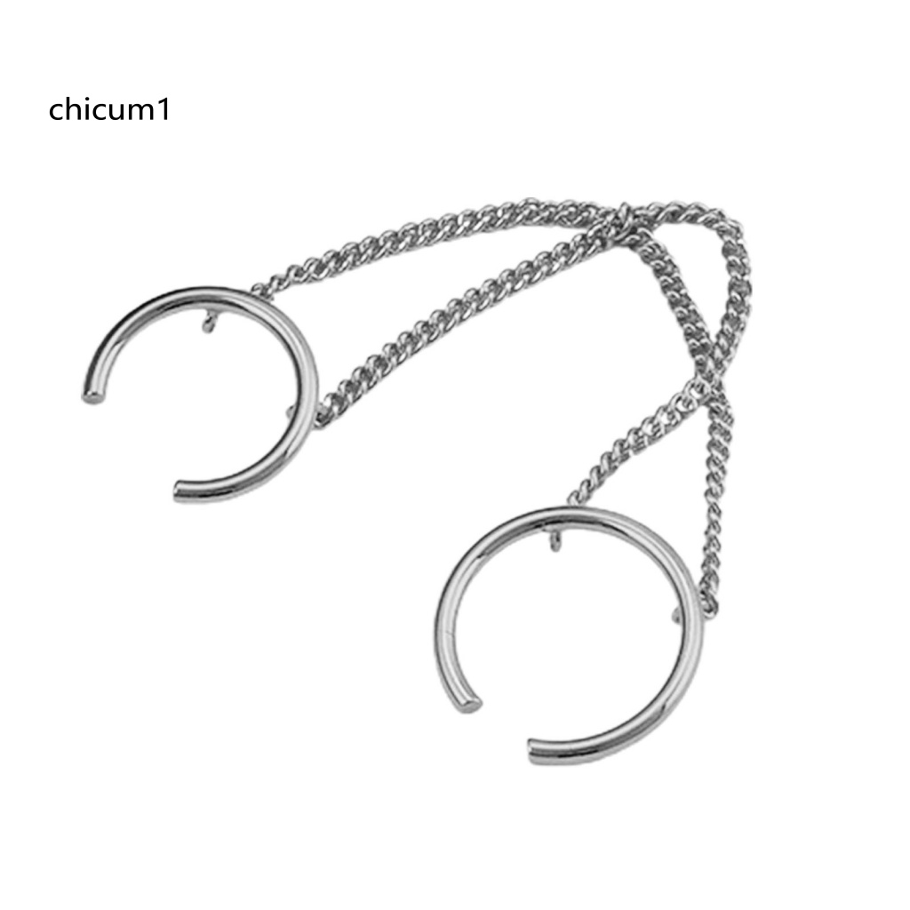 Nhẫn Hai Lớp Dạng Hở Phối Dây Xích Có Thể Điều Chỉnh Thời Trang Unisex