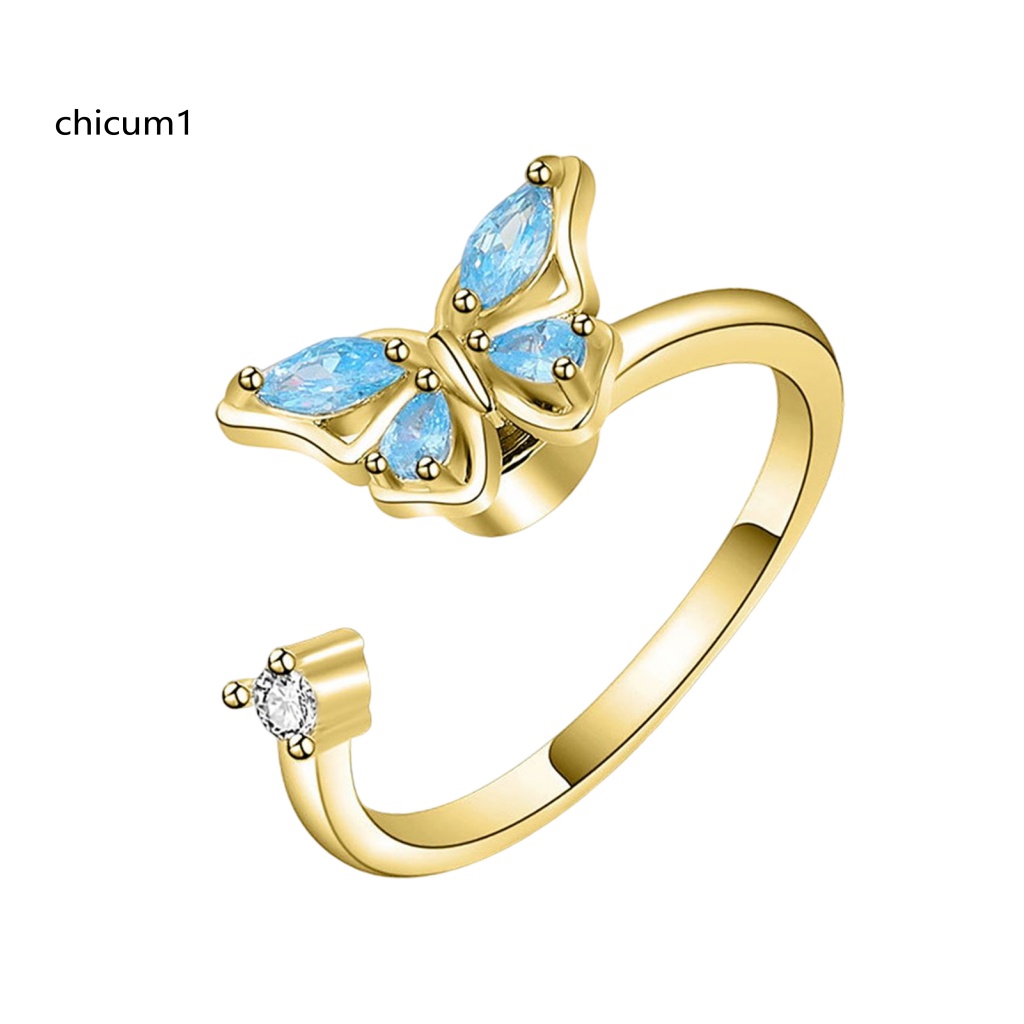 Nhẫn Hở Mạ Điện Hình Bướm Không Phai Xoay Được Duyên Dáng