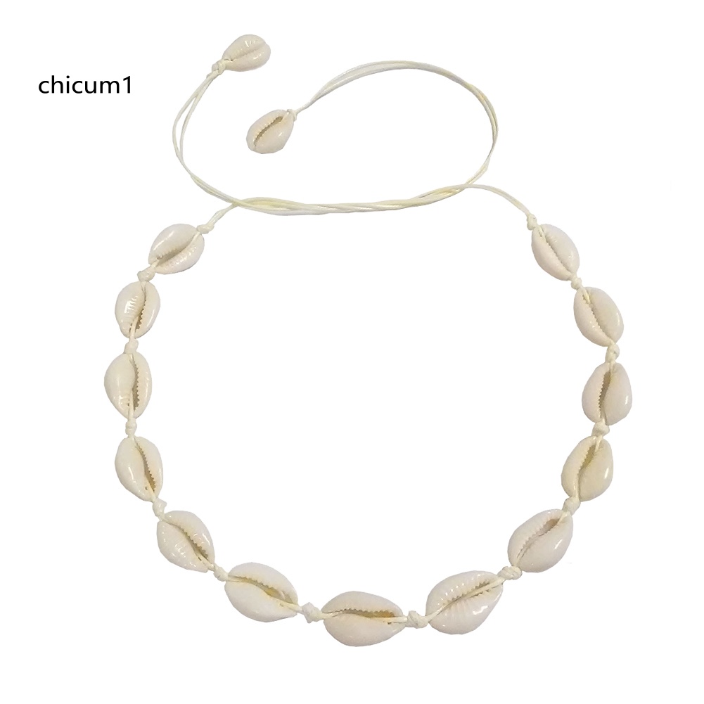 Vòng Cổ Choker Dây Bện Gắn Vỏ Sò Phong Cách Hawaii Cho Nữ