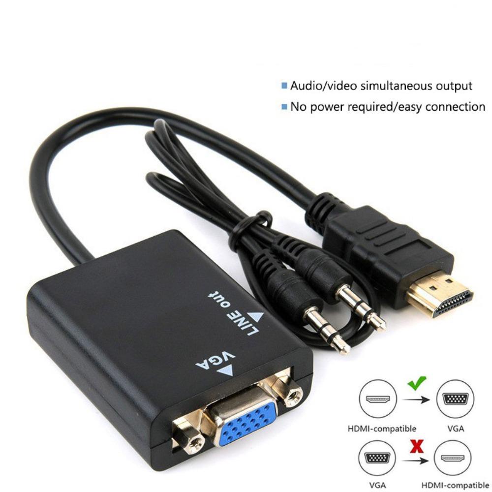 QUINTON Đầu Chuyển Đổi HDMI Sang VGA Màu Đen Đơn Giản Cho Máy Chiếu