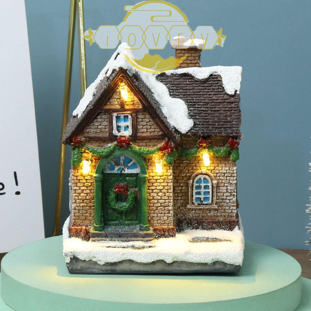 IVORY Đồ trang trí Ngôi Nhà Gỗ Có Đèn Trang Trí Giáng Sinh Năm Mới
