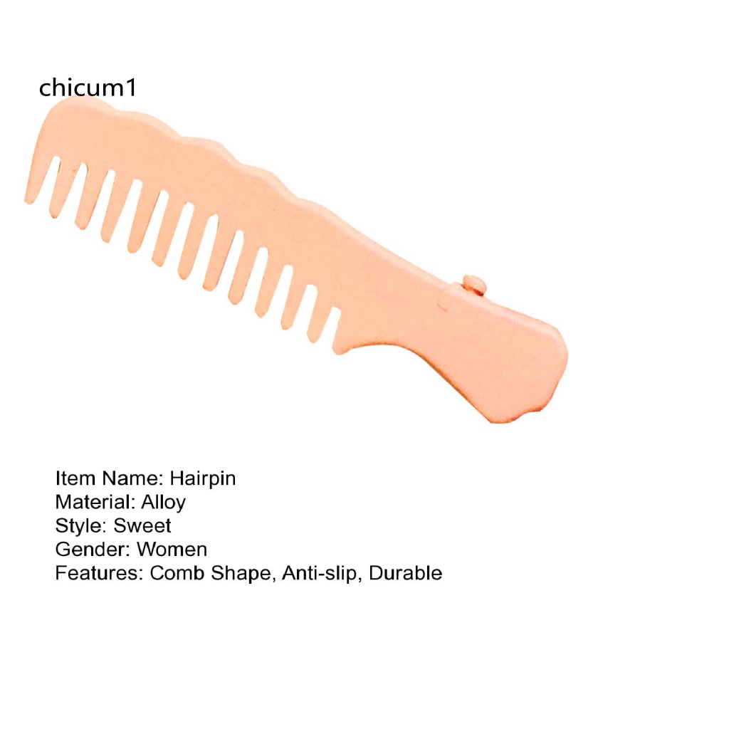 Kẹp Tóc Màu Trơn Chống Trượt Thiết Kế Hình Lược Hoạt Hình Dễ Thương