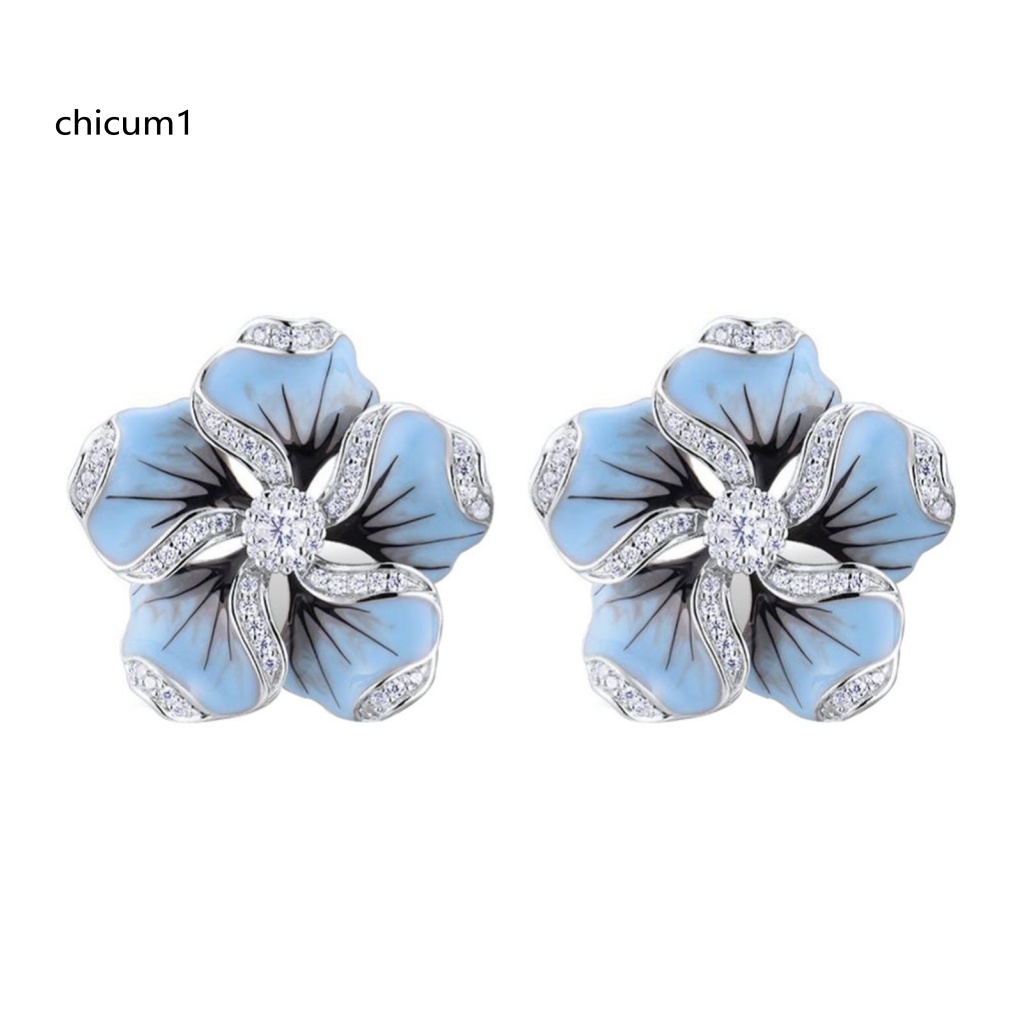 Khuyên Tai CC Hình Hoa Đính Đá Zircon Bằng Hợp Kim Không Gây Dị Ứng Cho Cuộc Sống Hàng Ngày