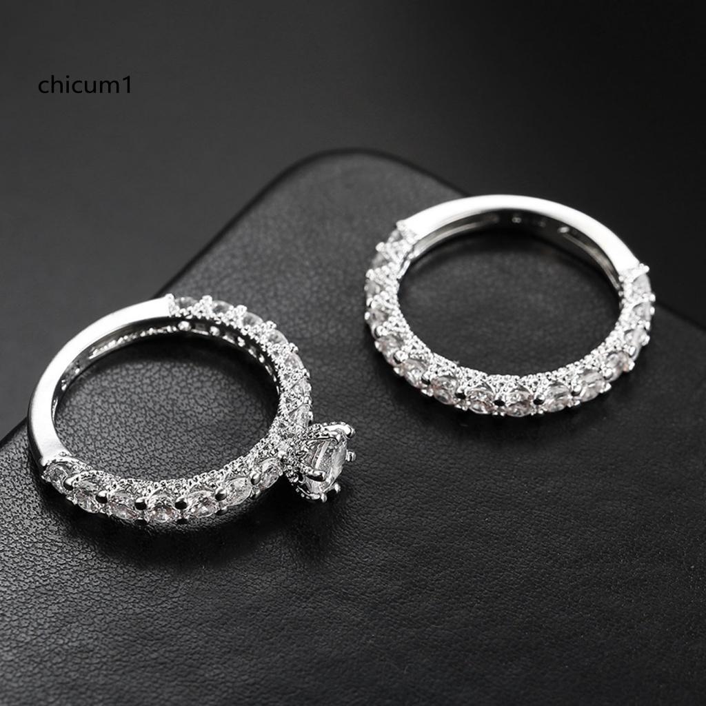 1 Cặp Nhẫn Đính Đá Toàn Diện Không Phai Màu Khối Lượng Nhẹ Dành Cho Nữ