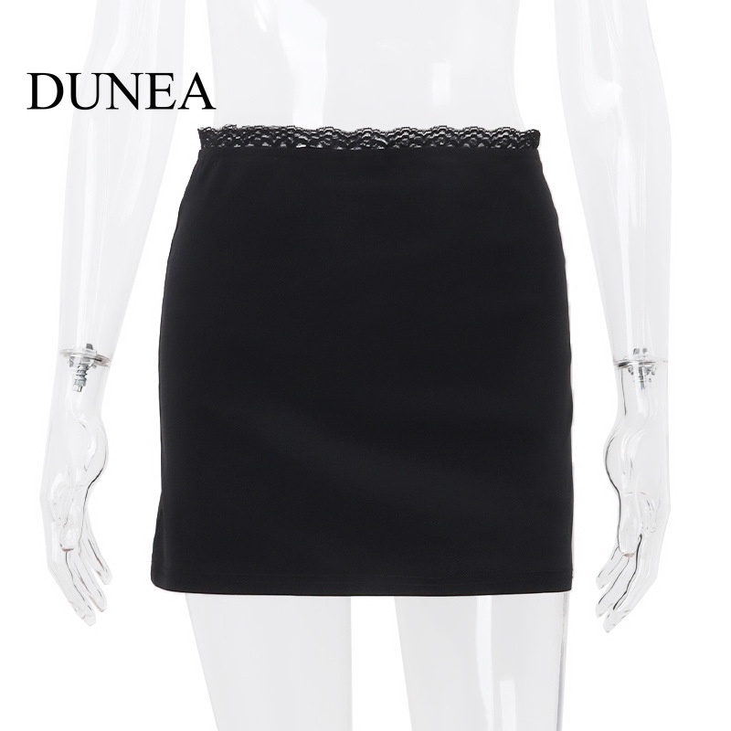 DUNEA Set Áo Yếm Cổ V Kèm Chân Váy Lưới Quyến Rũ Nữ Tính