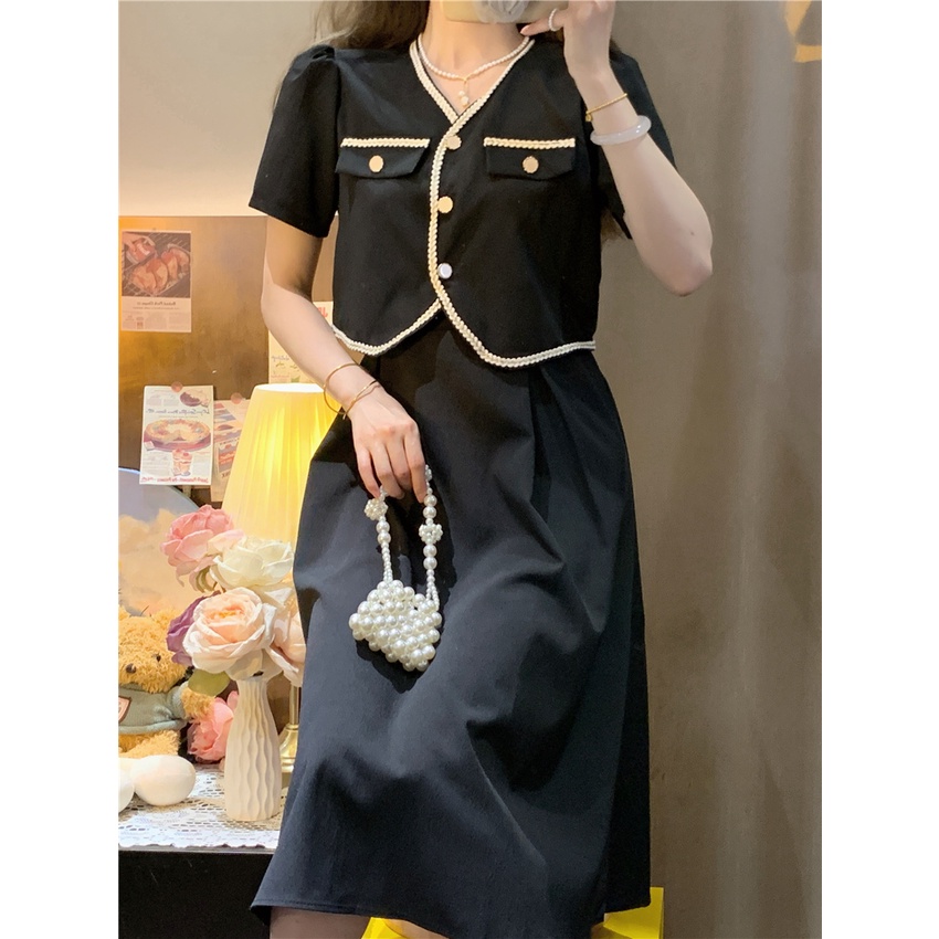 Set Đầm Hai Dây Và Áo Khoác Ngắn Phong Cách Mùa Hè Mới