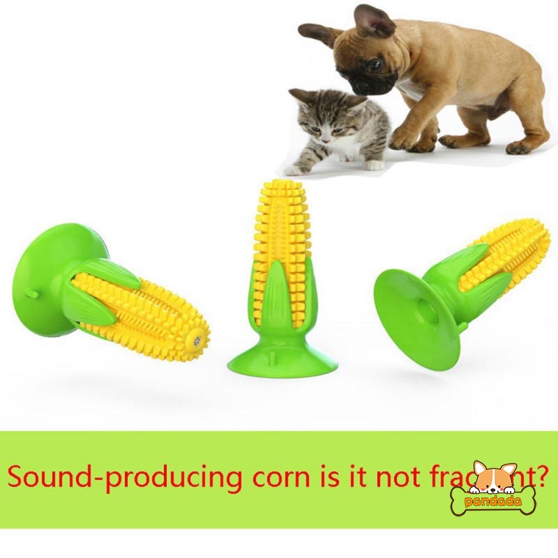 Đồ Chơi Nhai Gặm Hình Bắp Cao Su Tự Nhiên Có Giác Hút Nâng Cấp Cho Thú Cưng