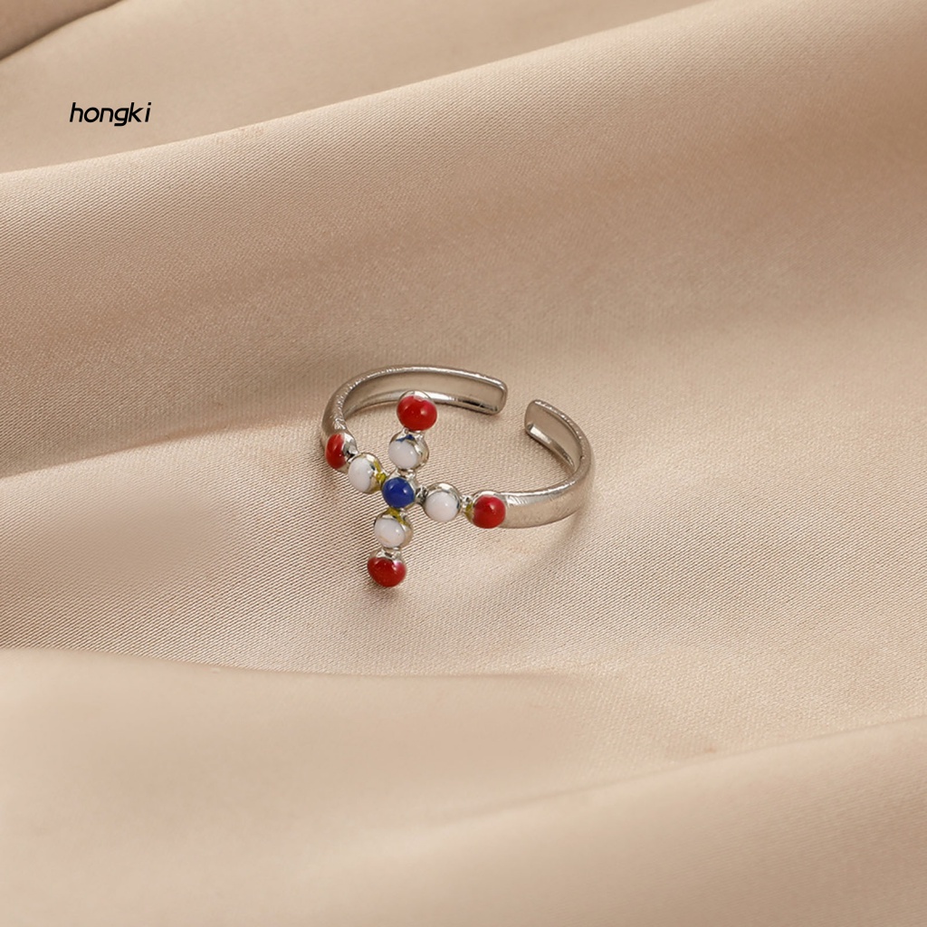 Nhẫn Hở Họa Tiết Dầu Khô Nhiều Màu Phong Cách Retro