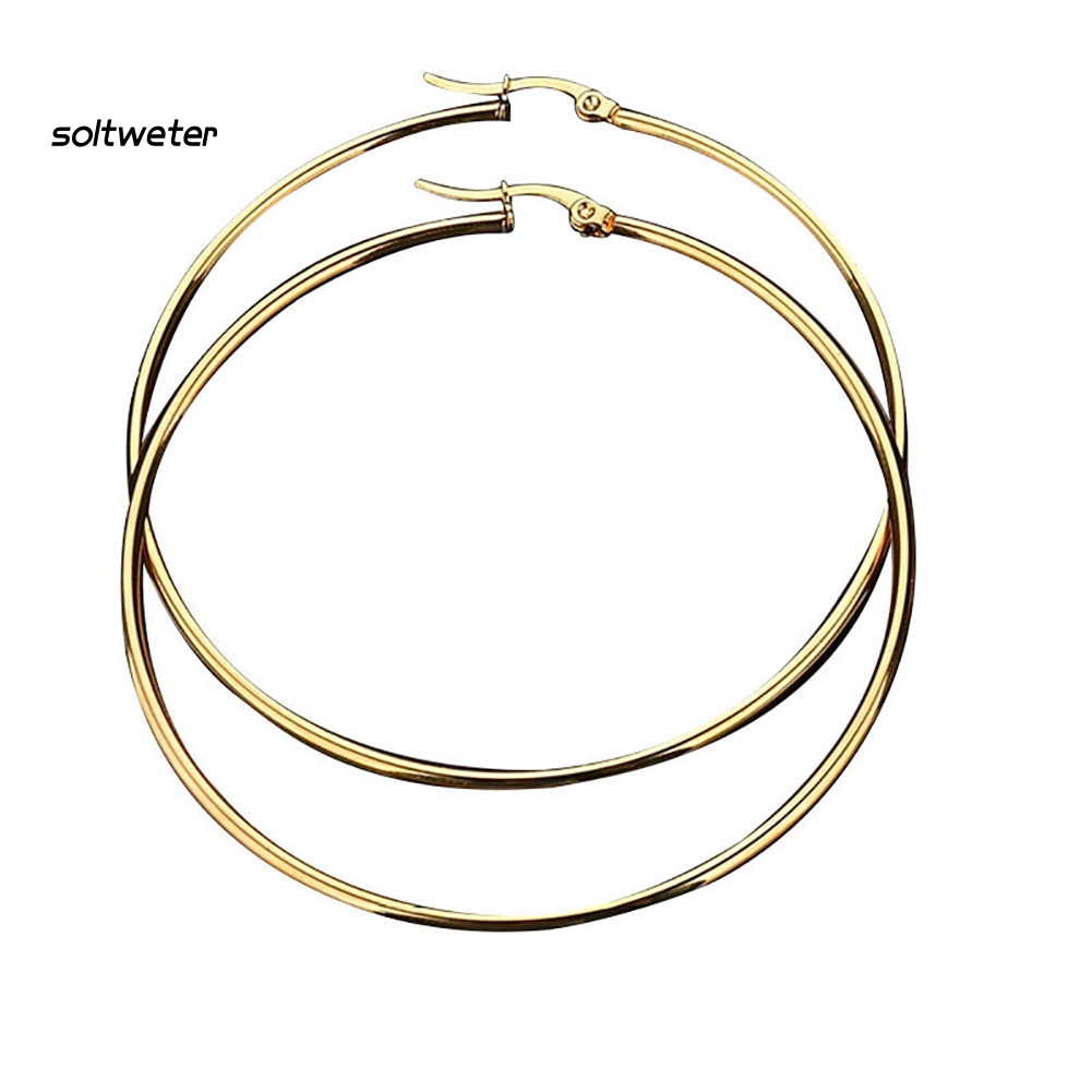 Khuyên Tai Tròn Lớn Bằng Thép Không Gỉ Độc Đáo Cho Nữ