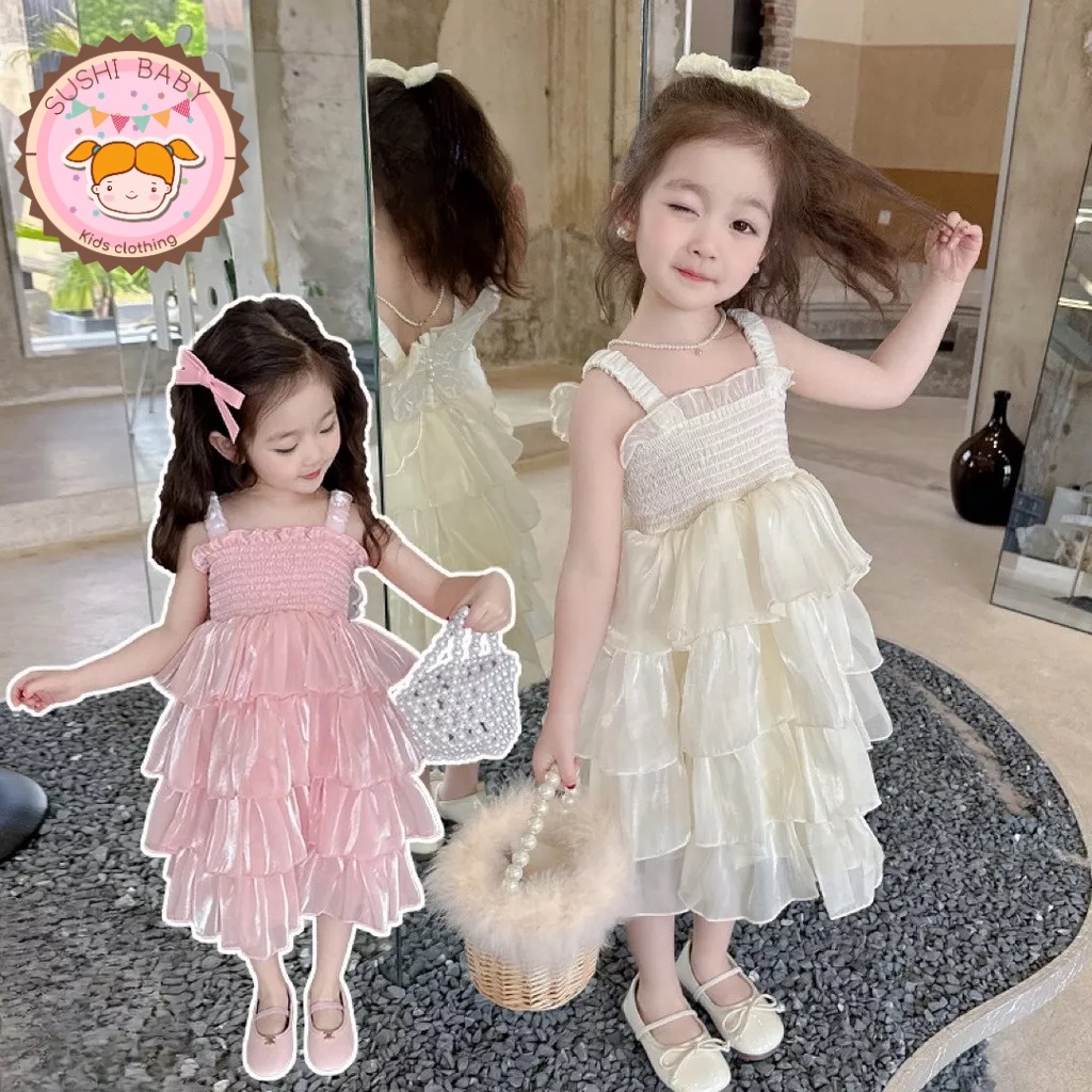 Váy voan tơ 4 tầng kèm cánh bư.ớm rời cho bé cho bé gái diện hè, đi tiệc, đi chơi