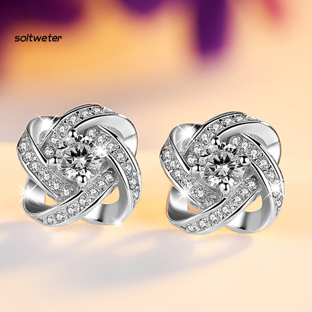 Bông Tai Hợp Kim Hình Hoa Đính Đá Trang Trí Dành Cho Nữ