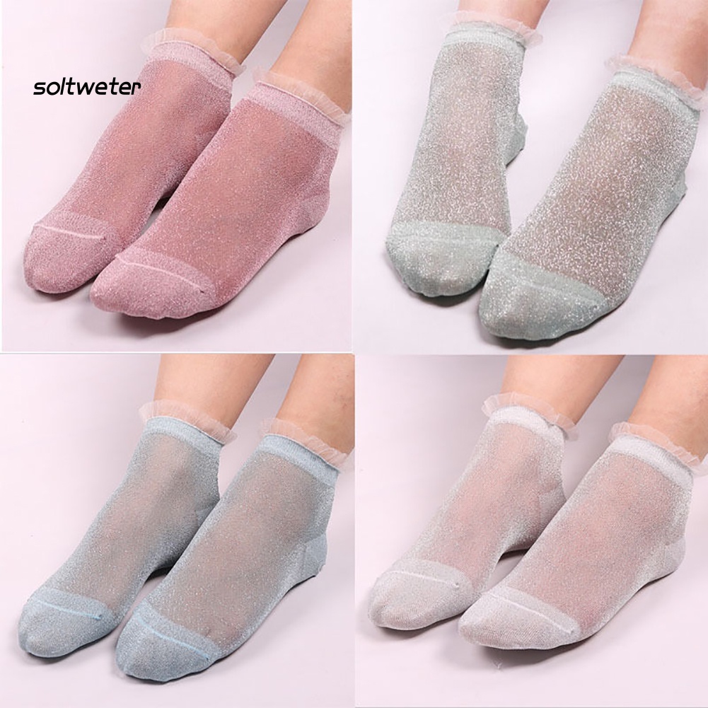 Vớ Ren Lụa Trong Suốt Đính Kim Tuyến Thời Trang Mùa Hè Cho Nữ