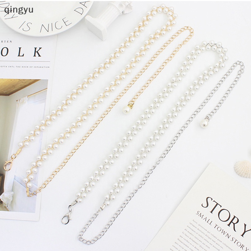 Thắt Lưng Dây Xích Mảnh Đính Ngọc Trai Thanh Lịch Thời Trang Cho Nữ