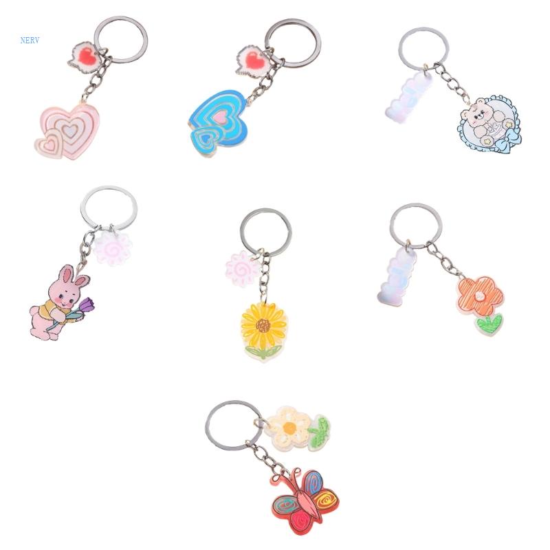 Móc Khóa Hình Trái Tim / Bướm / Hoa Xinh Xắn