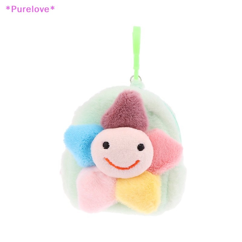 Ví Đựng Tiền Xu / Tai Nghe / Thẻ Mini Hình Hoa Mặt Cười Bằng Lông Nhung Dễ Thương Xinh Xắn Mới